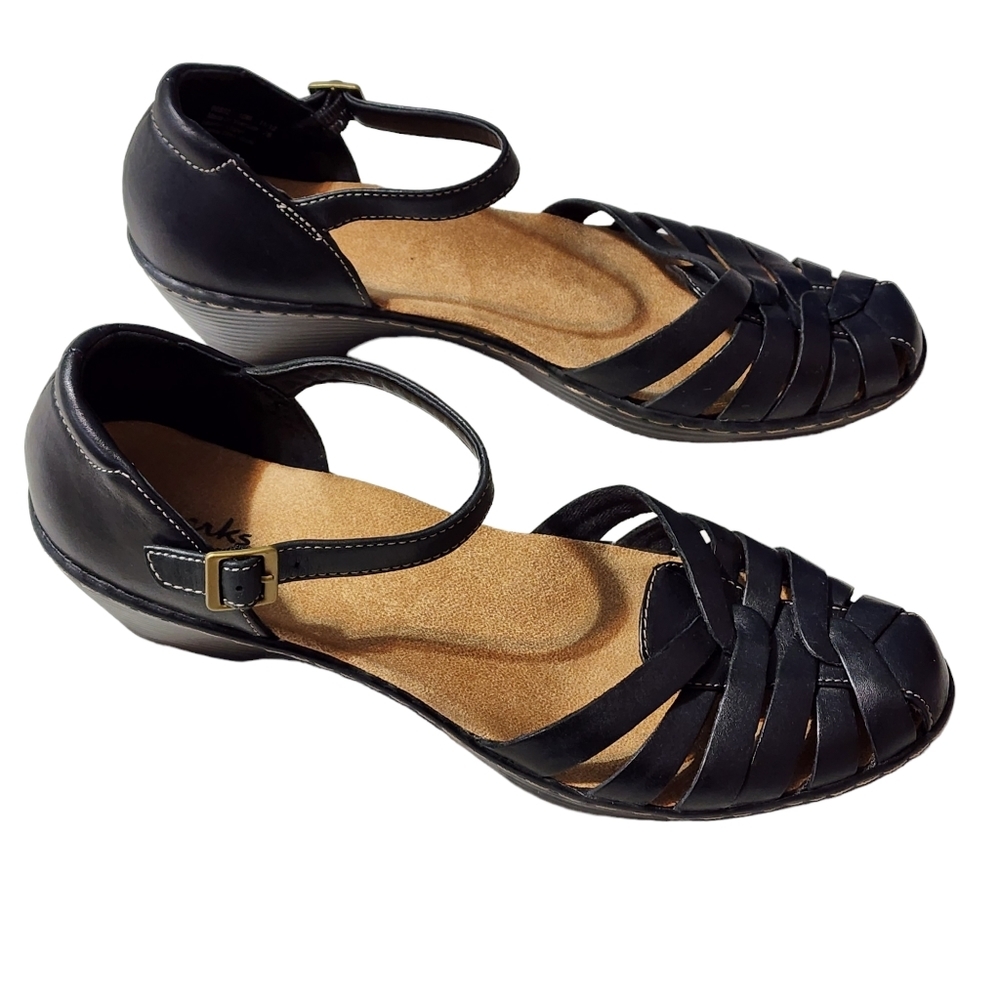 CLARK black open shoes size 10m